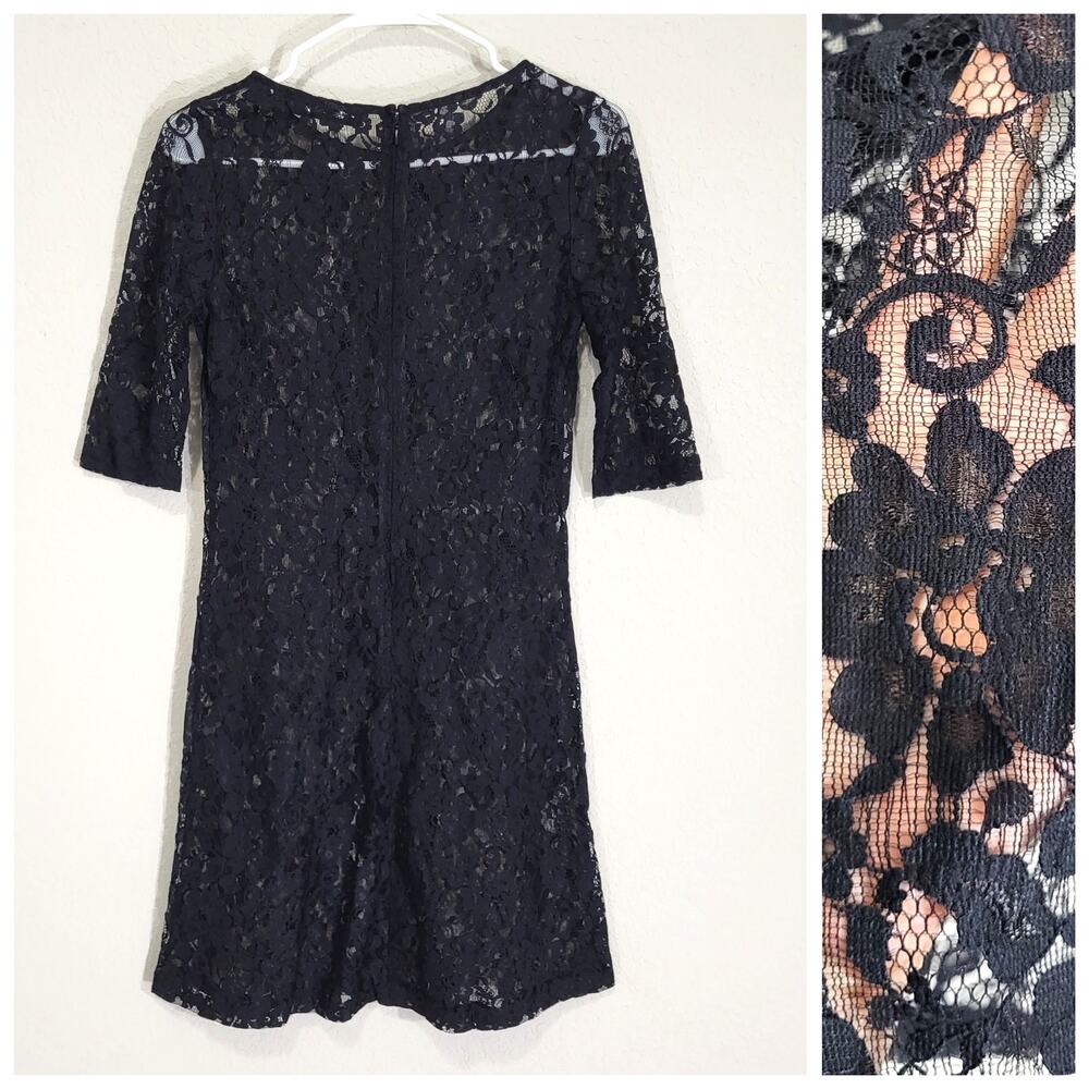 Black Lace Dress Womens XXS XS Ever Pretty Sheer Whimsigoth Party Romantic LBD